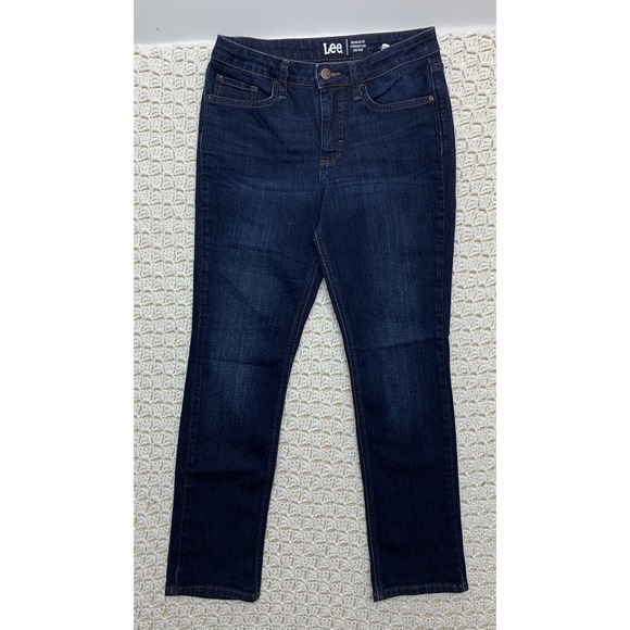 Lee Jeans Womens Sz 4M Regular Fit Straight Leg Mid Rise Blue Denim Waist 28 L29 - Picture 1 of 9